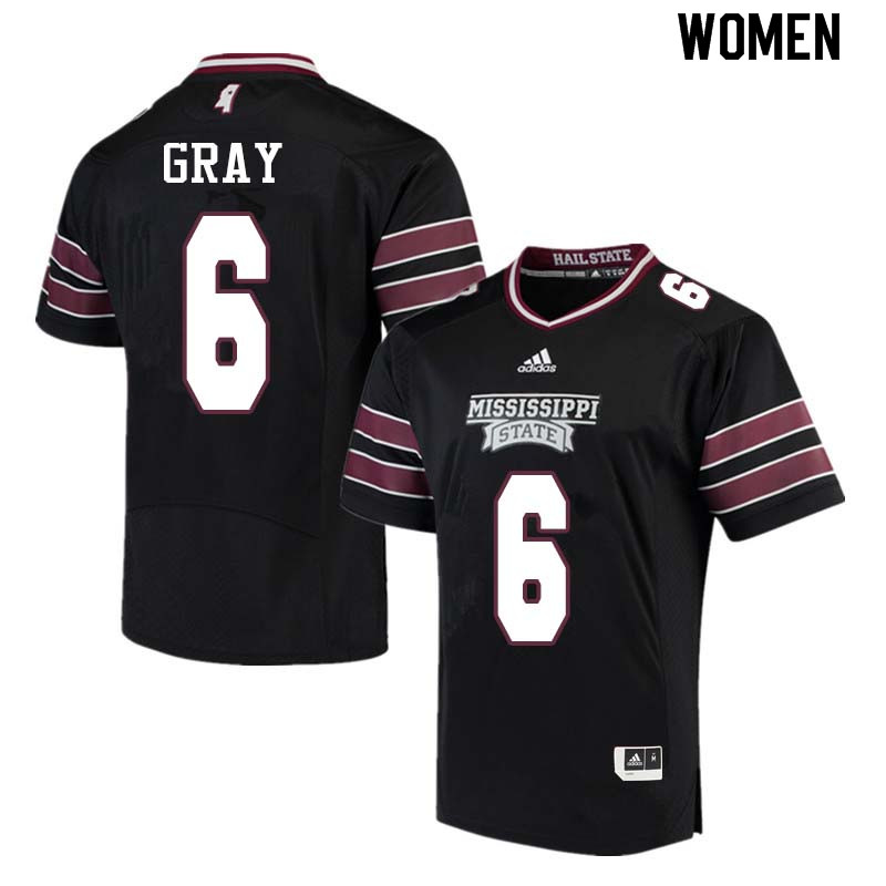 Women #6 Donald Gray Mississippi State Bulldogs College Football Jerseys Sale-Black - Click Image to Close